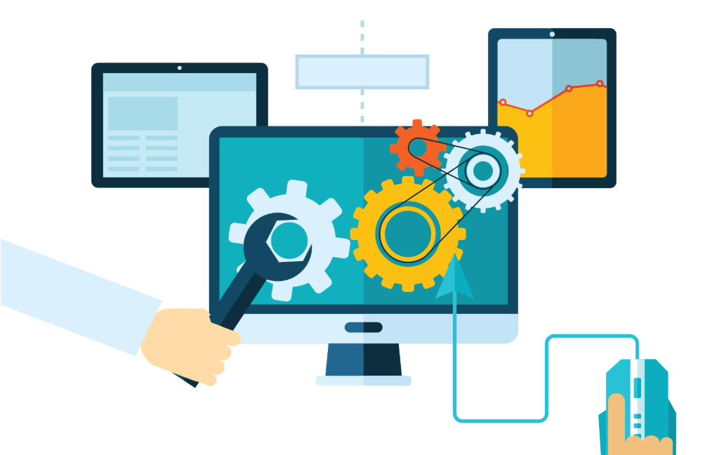 Website maintenance dashboard showing performance metrics and system health monitoring